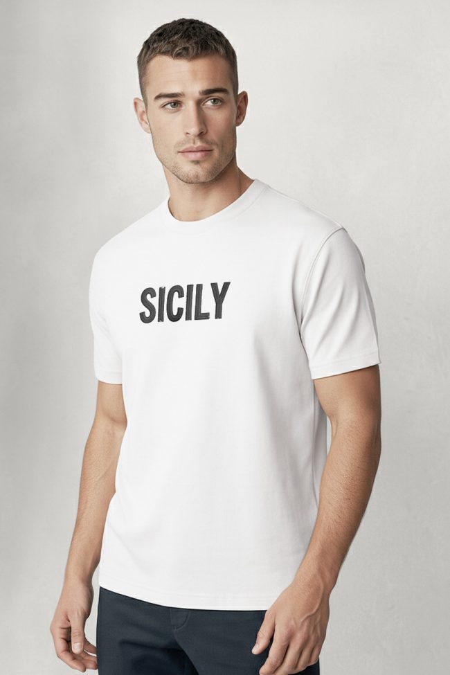 Sicily, Heavy Cotton T-Shirt σε Λευκό Χρώμα