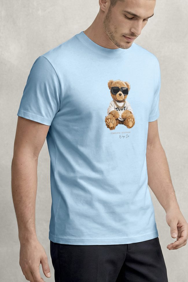 Bling Teddy, Μπλούζα T-Shirt σε Γαλάζιο Χρώμα