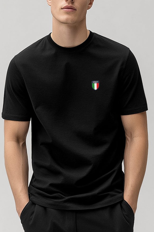 Italy Crest, Μπλούζα T-Shirt σε Μαύρο Χρώμα