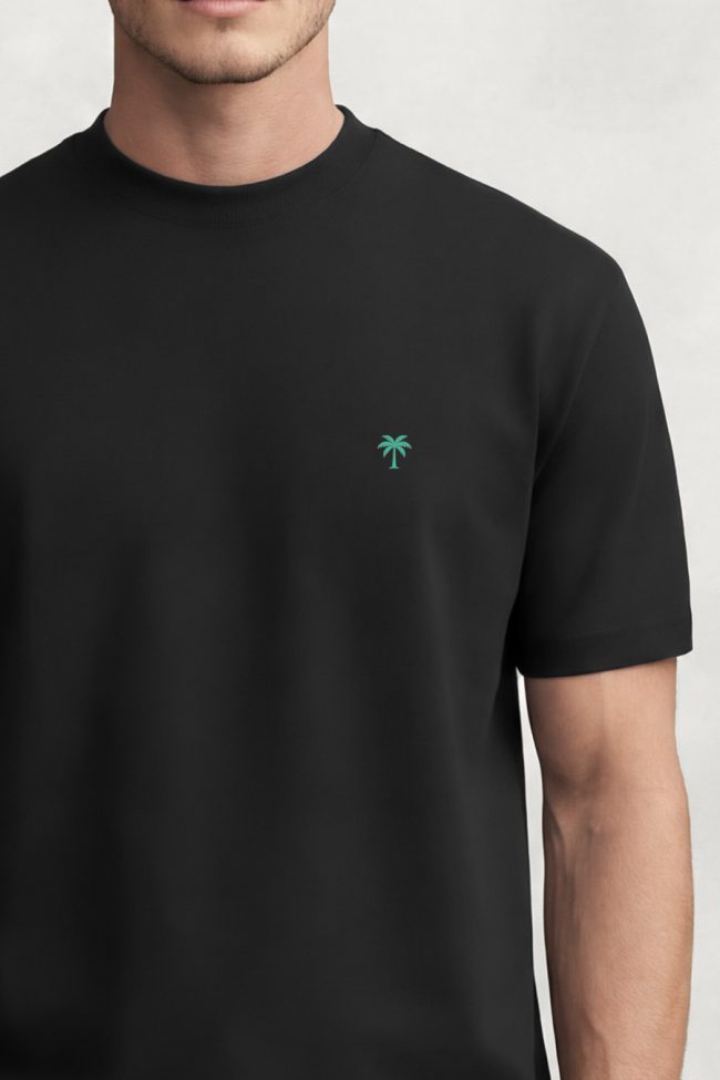 Green Palm Tree, Ανδρική Μπλούζα T-Shirt σε Μαύρο Χρώμα