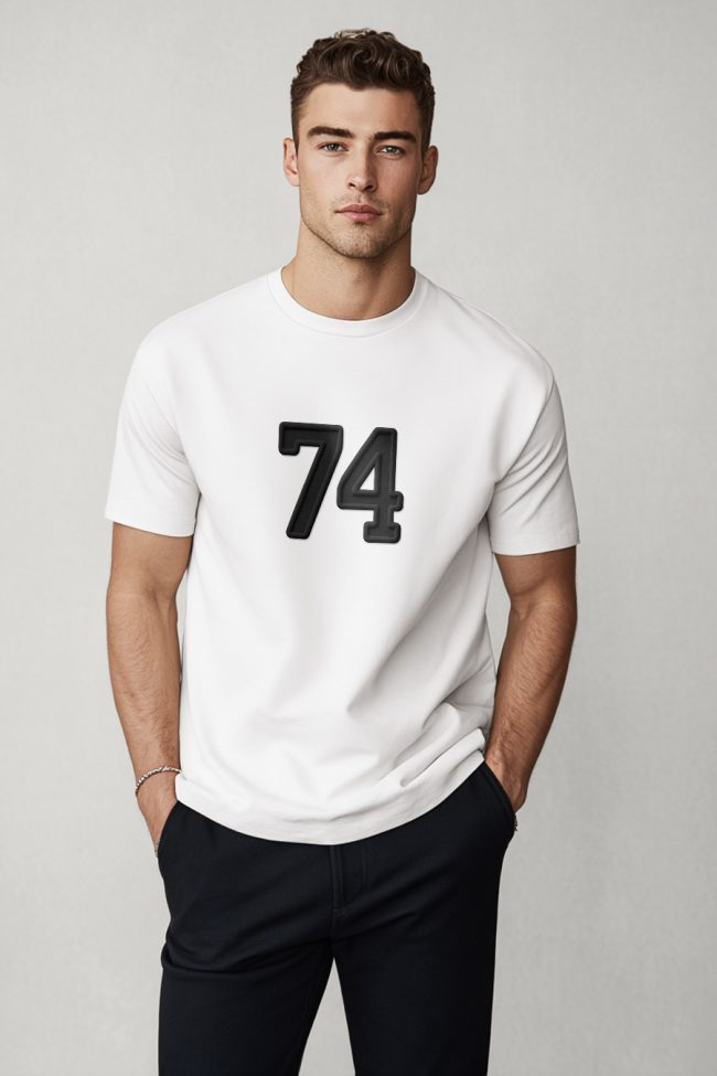 Black 74, Casual Μπλούζα T-Shirt σε Λευκό Χρώμα