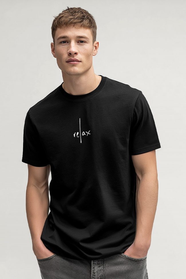 Relax, Heavy Cotton T-Shirt σε Μαύρο Χρώμα