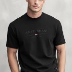 Amsterdam Netherlands, Heavy Cotton T-Shirt σε Μαύρο Χρώμα