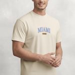 Miami Florida, T-Shirt Μπλούζα με Σχέδιο σε Εκρού Χρώμα