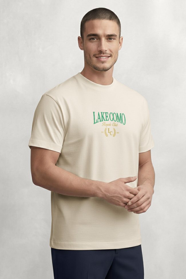 Lake Como Royale Club, Μπλούζα T-Shirt σε Εκρού Χρώμα