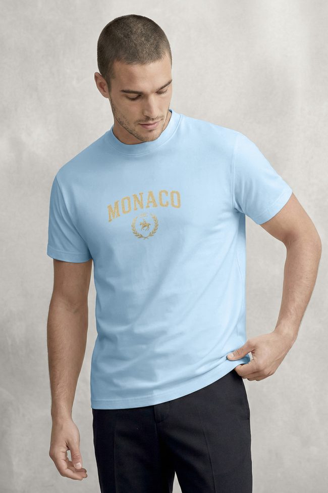 Monaco Equestrian, T-Shirt Μπλούζα με Σχέδιο σε Γαλάζιο Χρώμα