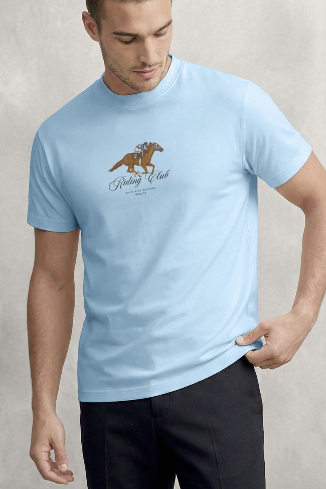 Riding Club, Μπλούζα T-Shirt σε Γαλάζιο Χρώμα