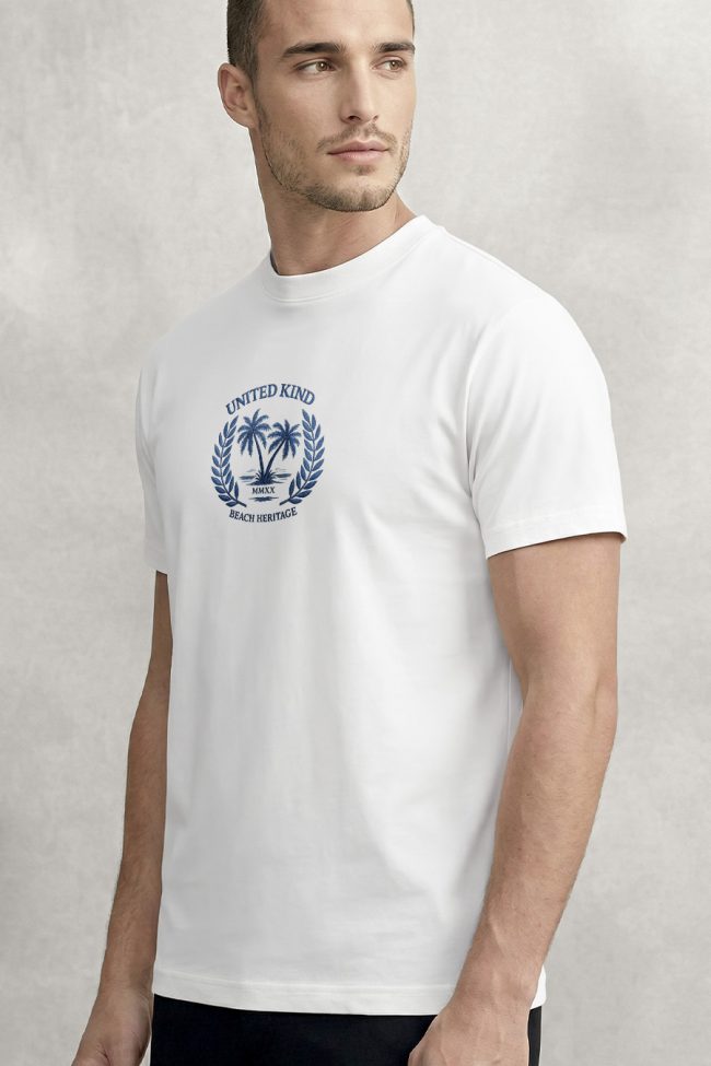 United Kind Coastal Blue, Heavy Cotton T-Shirt σε Λευκό Χρώμα