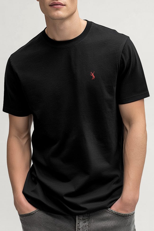 Red Tennis Serve, T-Shirt Μπλούζα με Σχέδιο σε Μαύρο Χρώμα