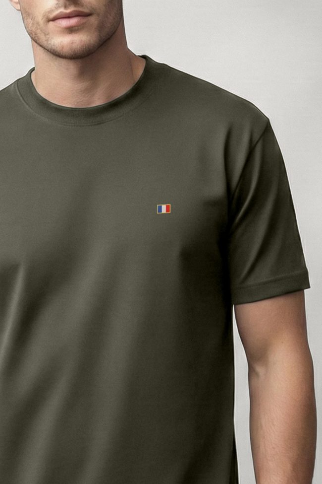 French Flag Mini, Ανδρική Μπλούζα T-Shirt σε Χακί Χρώμα
