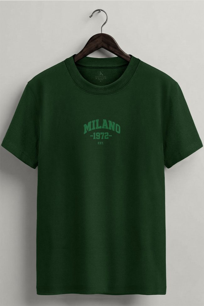 Milano 1972, T-Shirt Μπλούζα με Σχέδιο σε Πράσινο Χρώμα