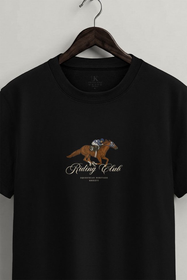 Riding Club, Μπλούζα T-Shirt σε Μαύρο Χρώμα