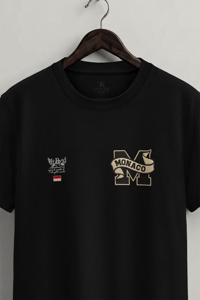 Monaco Monogram, Μπλούζα T-Shirt σε Μαύρο Χρώμα