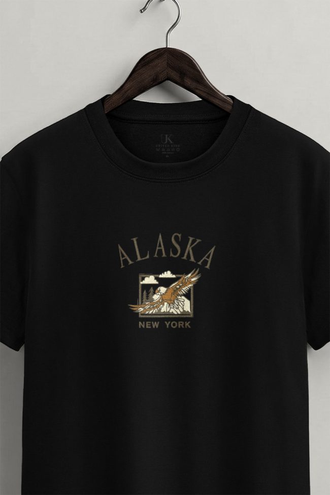 Alaska Eagle, T-Shirt Μπλούζα με Σχέδιο σε Μαύρο Χρώμα