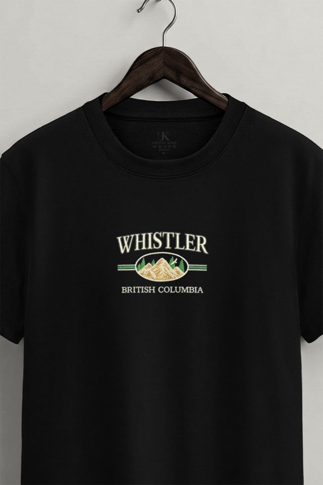 Whistler British Columbia, T-Shirt Μπλούζα με Σχέδιο σε Μαύρο Χρώμα