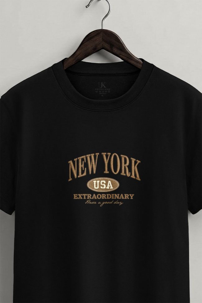 New York Extraordinary, T-Shirt Μπλούζα με Σχέδιο σε Μαύρο Χρώμα