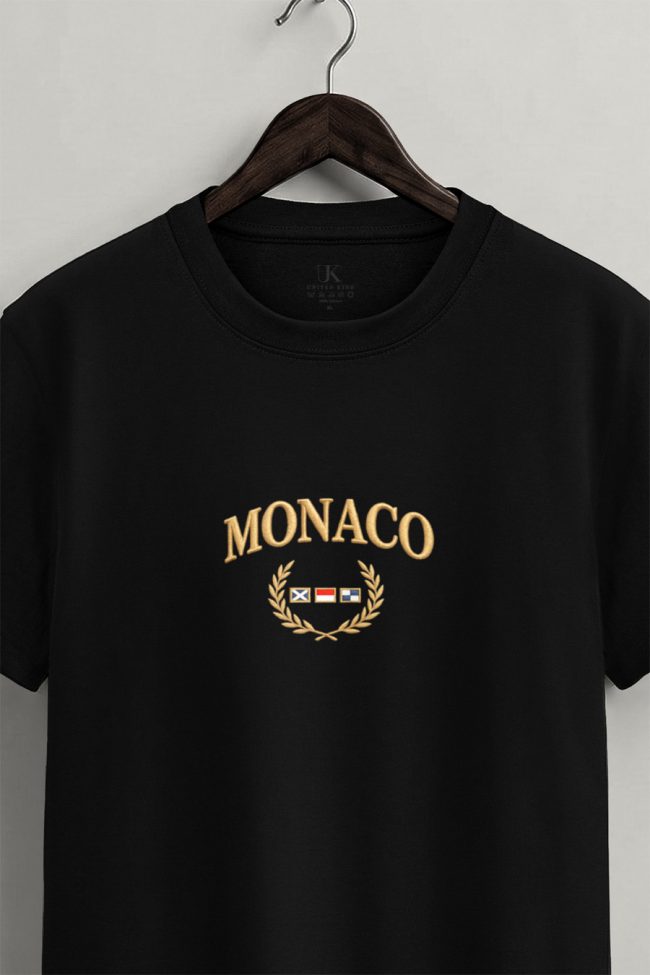 Monaco Royal, T-Shirt Μπλούζα με Σχέδιο σε Μαύρο Χρώμα
