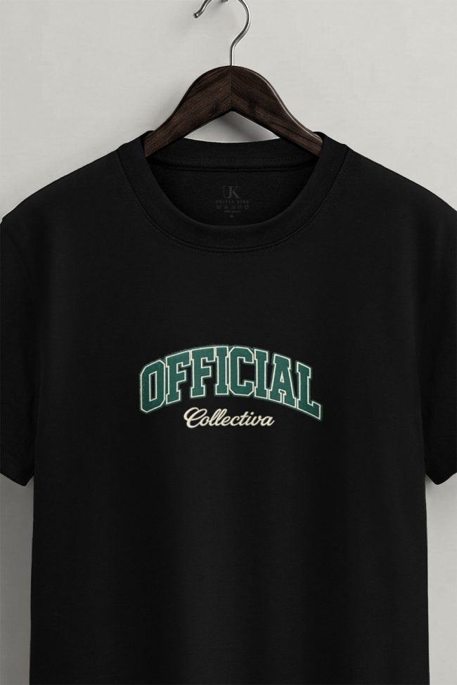 Official Collectiva, T-Shirt Μπλούζα με Σχέδιο σε Μαύρο Χρώμα