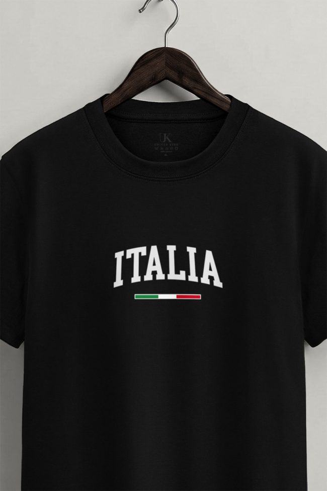Italia Classic, Μπλούζα T-Shirt σε Μαύρο Χρώμα