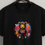 Graffiti Teddy, Graphic T-Shirt σε Μαύρο Χρώμα