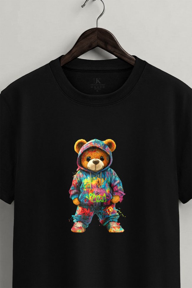 Neon Teddy, Graphic T-Shirt σε Μαύρο Χρώμα