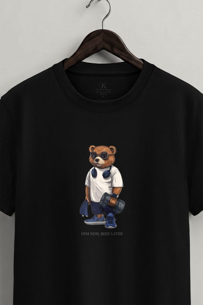 Gym First Teddy, Graphic T-Shirt σε Μαύρο Χρώμα