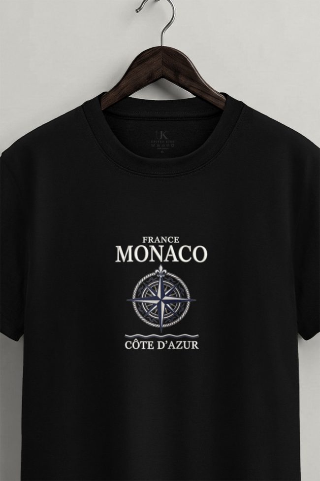 Monaco Compass, T-Shirt Μπλούζα με Σχέδιο σε Μαύρο Χρώμα