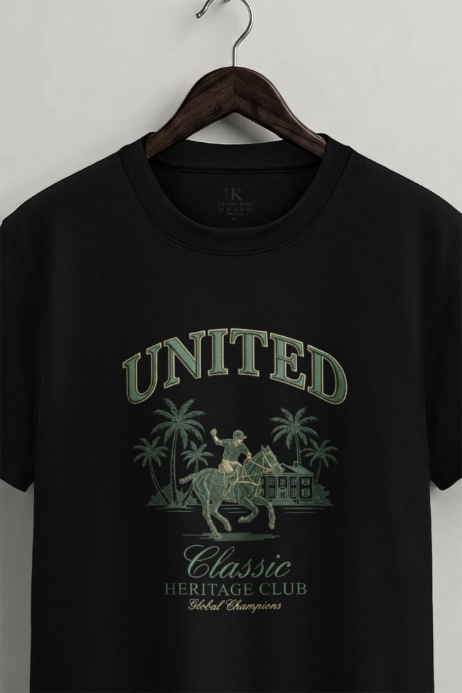 United Heritage Club, Heavy Cotton T-Shirt σε Μαύρο Χρώμα