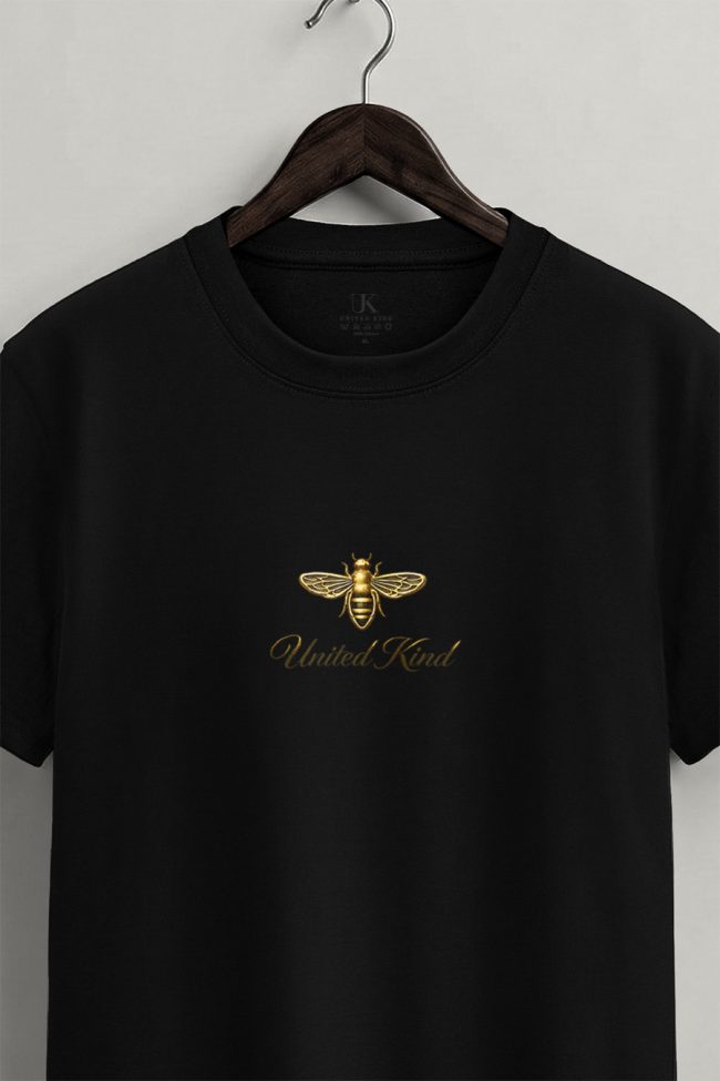 United Kind Bee, Heavy Cotton T-Shirt σε Μαύρο Χρώμα
