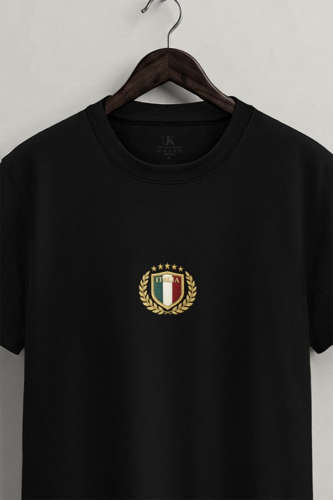 Italia Laurel, Heavy Cotton T-Shirt σε Μαύρο Χρώμα