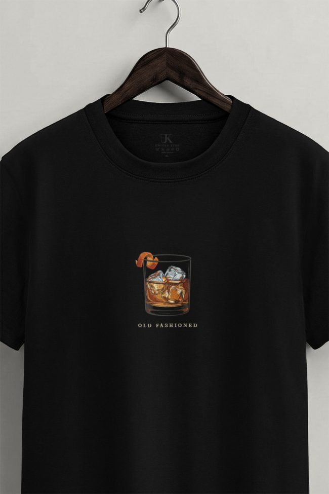 Old Fashioned, Heavy Cotton T-Shirt σε Μαύρο Χρώμα