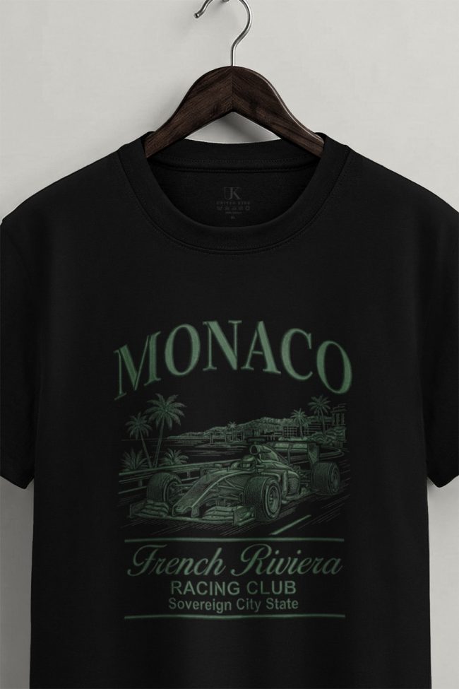 Monaco City Green, Ανδρική Μπλούζα T-Shirt σε Μαύρο Χρώμα