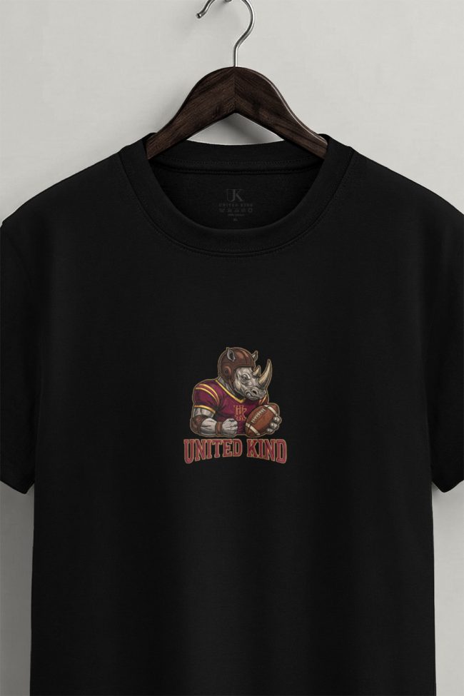 United Kind Rhino, Casual Μπλούζα T-Shirt σε Μαύρο Χρώμα