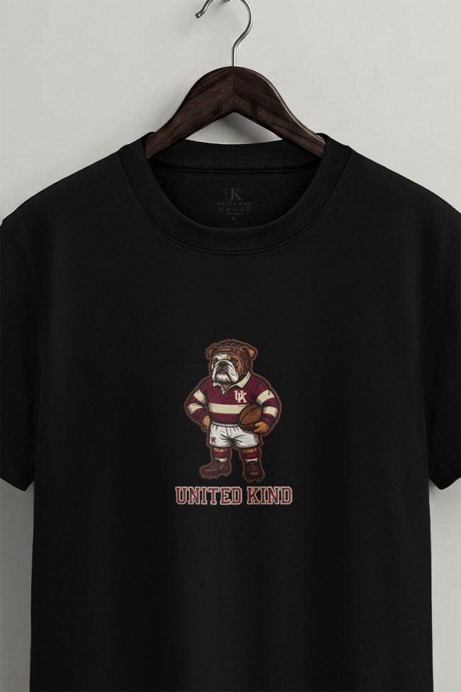 United Kind Bulldog, Casual Μπλούζα T-Shirt σε Μαύρο Χρώμα