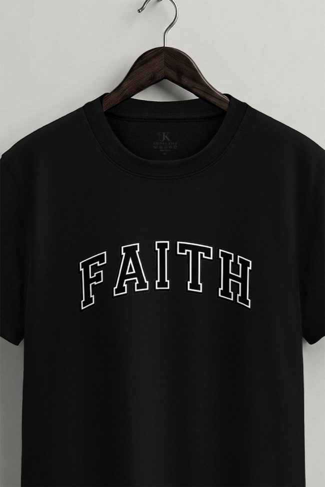 Oldschool Faith, T-Shirt Μπλούζα με Σχέδιο σε Μαύρο Χρώμα