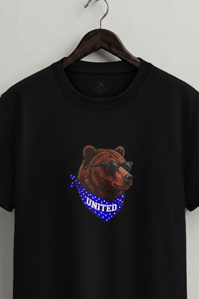 United Bear, T-Shirt Μπλούζα με Σχέδιο σε Μαύρο Χρώμα