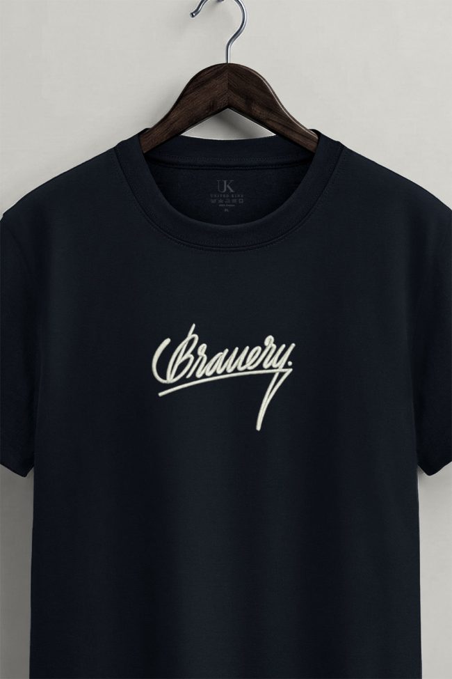 Bravery Maxi, Heavy Cotton T-Shirt σε Μπλε Χρώμα