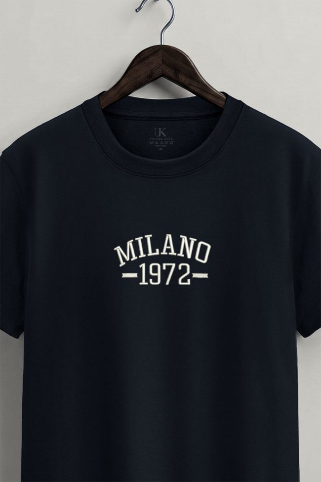 Milano Vintage, T-Shirt Μπλούζα με Σχέδιο σε Μπλε Χρώμα