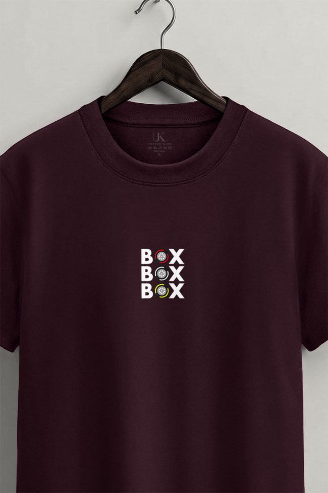 Box Box Box, Heavy Cotton T-Shirt σε Μπορντώ Χρώμα