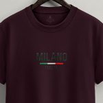 Milano Stripe Bold, T-Shirt Μπλούζα με Σχέδιο σε Μπορντώ Χρώμα