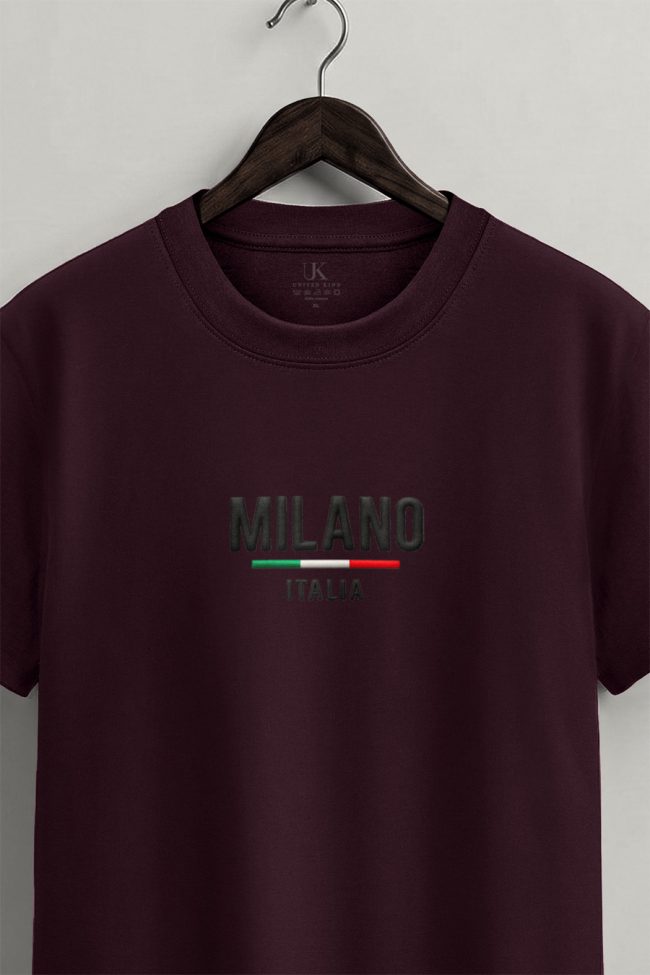 Milano Stripe Bold, T-Shirt Μπλούζα με Σχέδιο σε Μπορντώ Χρώμα