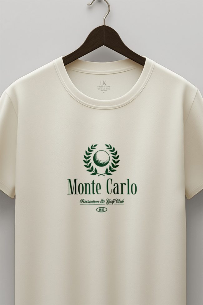 Monte Carlo Legacy, T-Shirt Μπλούζα με Σχέδιο σε Εκρού Χρώμα