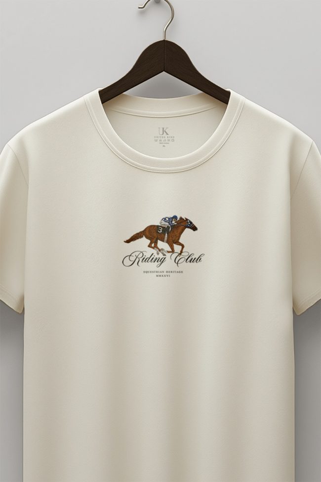 Riding Club, Μπλούζα T-Shirt σε Εκρού Χρώμα
