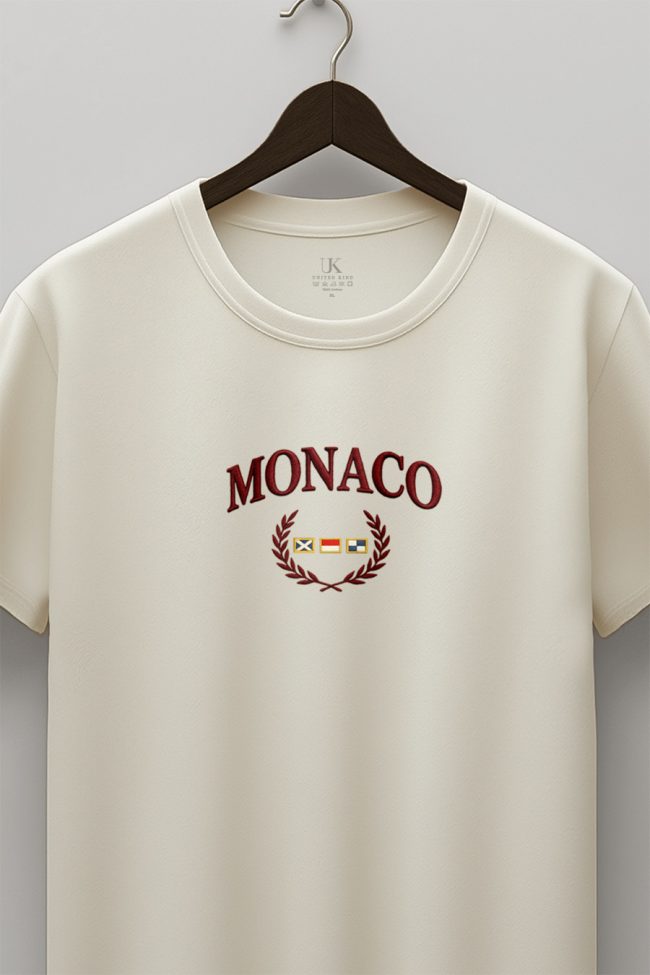 Monaco Royal, T-Shirt Μπλούζα με Σχέδιο σε Εκρού Χρώμα