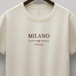 Milano Italia Flag , T-Shirt Μπλούζα με Σχέδιο σε Εκρού Χρώμα