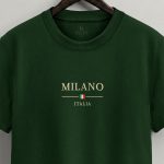 Milano Italia Flag , T-Shirt Μπλούζα με Σχέδιο σε Πράσινο Χρώμα