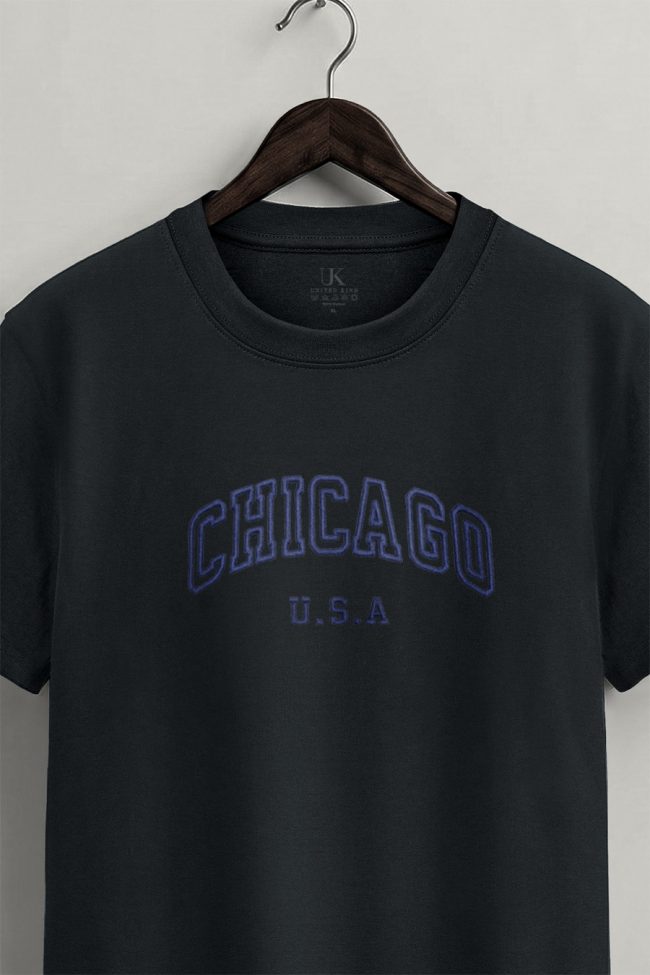 Chicago Navy, T-Shirt Μπλούζα με Σχέδιο σε Iron Grey Χρώμα