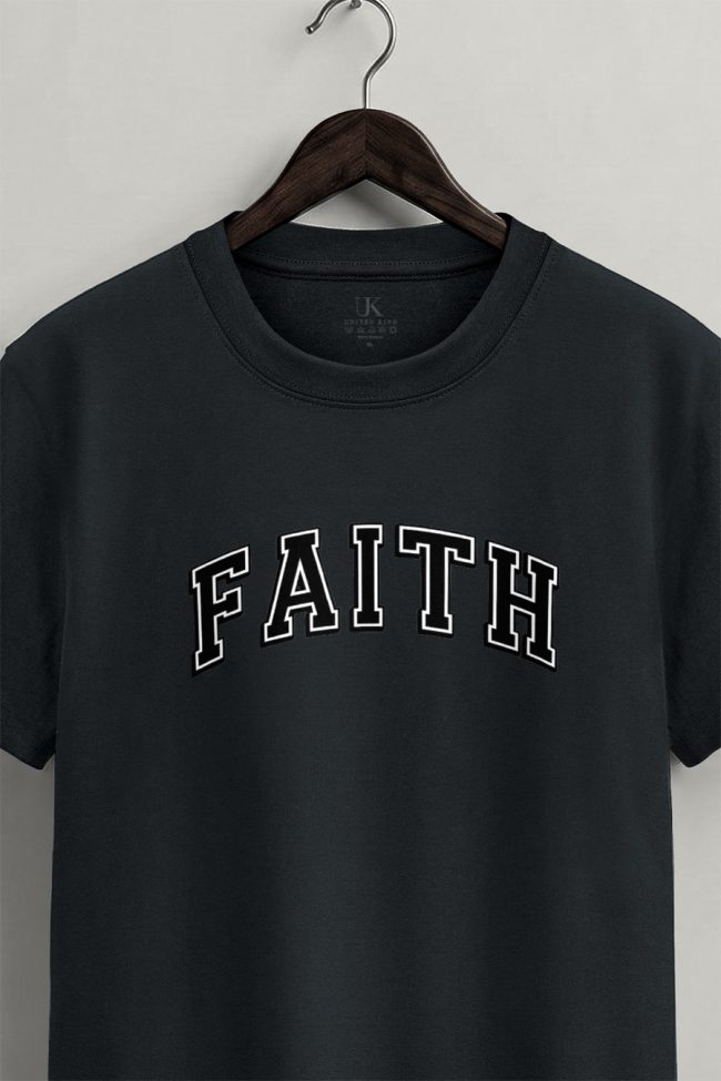 Oldschool Faith, T-Shirt Μπλούζα με Σχέδιο σε Iron Grey Χρώμα