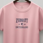Zermatt Switzerland, T-Shirt Μπλούζα με Σχέδιο σε Ροζ Χρώμα