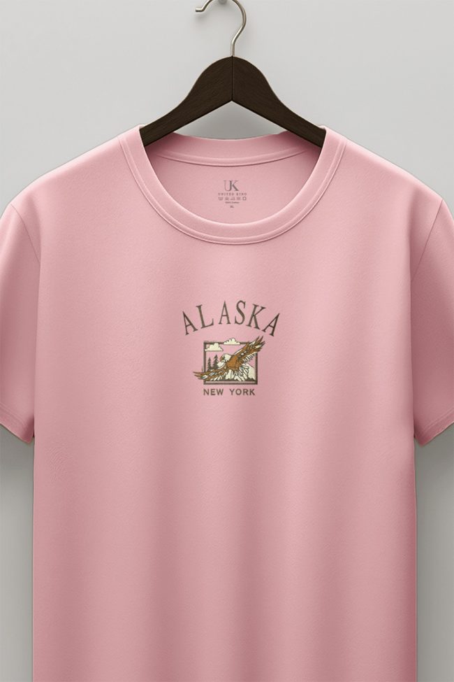 Alaska Eagle, T-Shirt Μπλούζα με Σχέδιο σε Ροζ Χρώμα